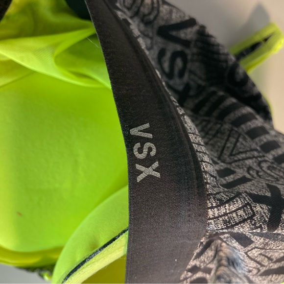 Vsx sport Victoria secret zip front sports bra 34 D neon yellow grey - Picture 3 of 4